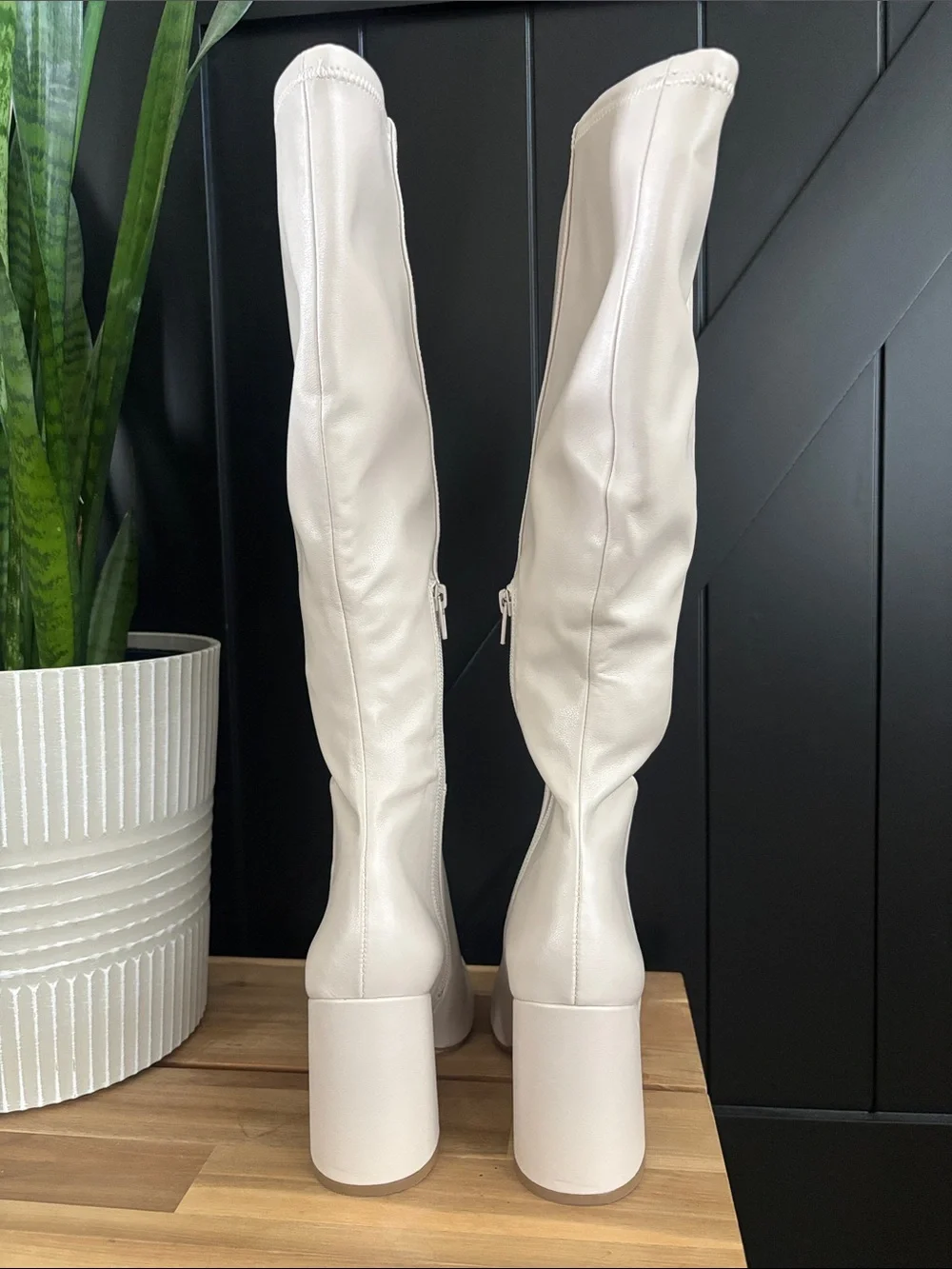Steve Madden Cream Knee-High Boots